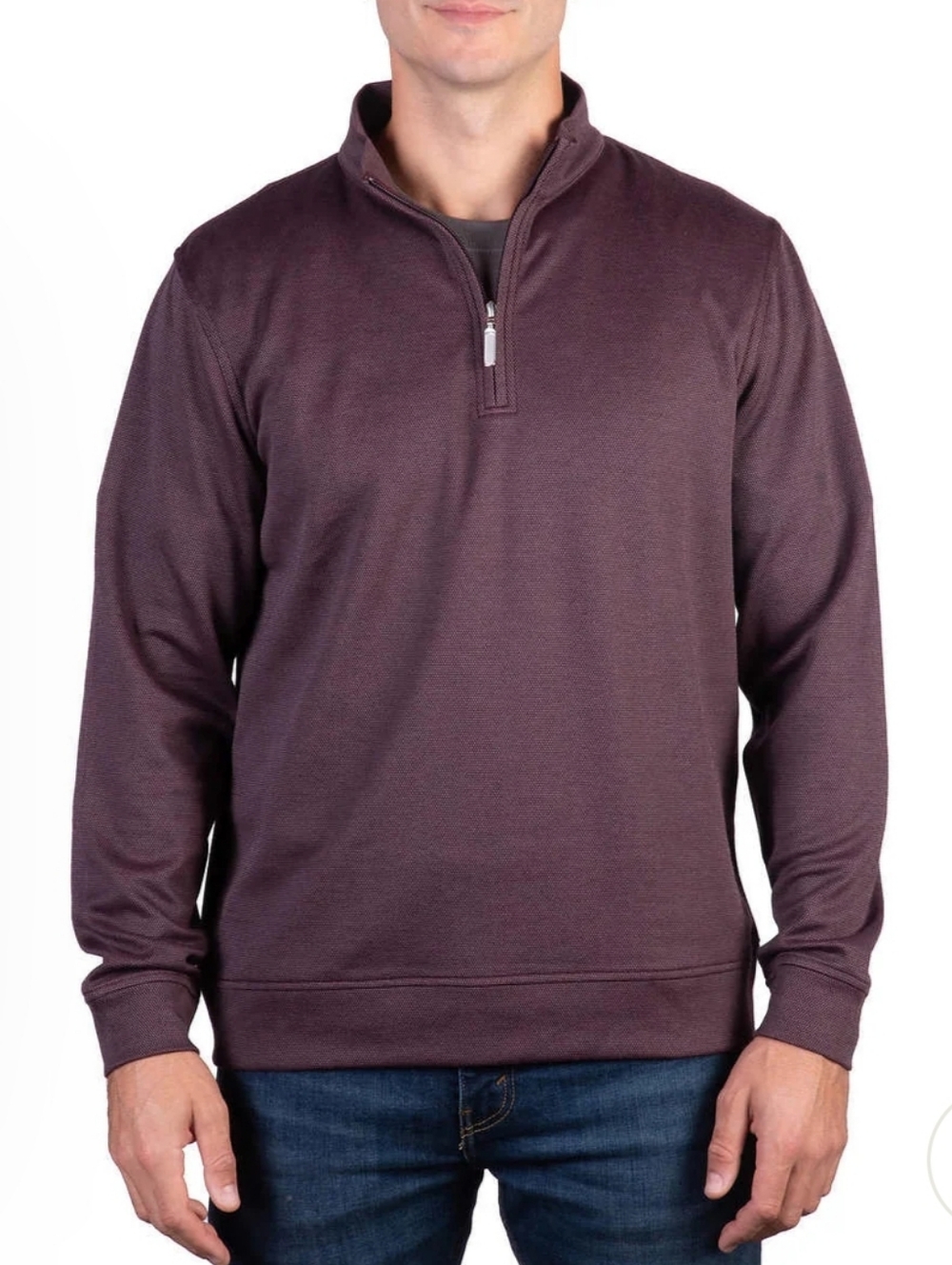 Calvin Klein Men's Zip-Up Burgandy Sweater